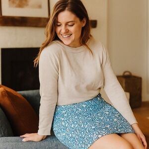 Croft & Barrow Skirt Women's Knee Length Blue White‎ Print Casual, Large